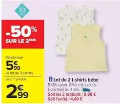 Carrefour Tex - lot de 2 t-shirts bébé offre