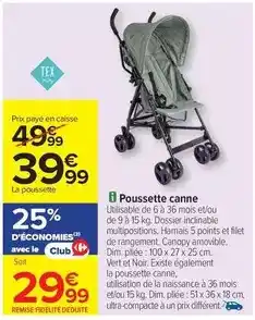 Carrefour Tex - poussette canne offre