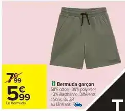 Carrefour Bermuda garçon offre