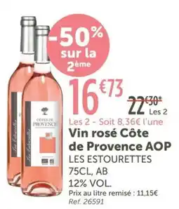 L'Eau Vive LES ESTOURETTES Vin rosé Côte de Provence AOP offre