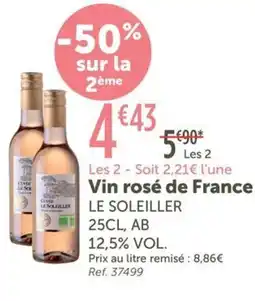 L'Eau Vive LE SOLEILLER Vin rosé de France offre