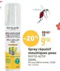 L'Eau Vive PHYTO-ACTIF Spray répulsif moustiques peau offre