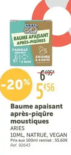 L'Eau Vive ARIES Baume apaisant après-piqûre moustiques offre