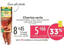 L'Eau Vive BONNETERRE Chorizo sarta bio europe origine espagne offre