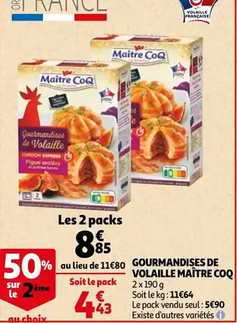 Auchan Gourmandises de volaille maître coq offre