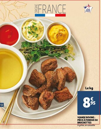 Auchan Viande bovine : pièce à fondue ou brochettes offre