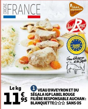 Auchan Veau d'aveyron et du ségala IGP label rouge offre