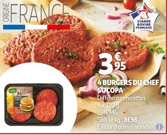 Auchan 4 Burgers du chef socopa offre
