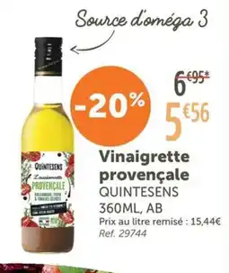 L'Eau Vive QUINTESENS Vinaigrette provençale offre