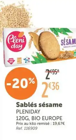 L'Eau Vive PLENIDAY Sablés sésame offre