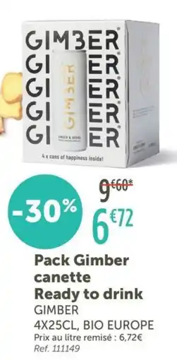 L'Eau Vive GIMBER Pack Gimber canette Ready to drink offre