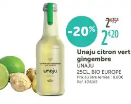 L'Eau Vive UNAJU Unaju citron vert gingembre offre
