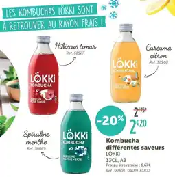 L'Eau Vive LÖKKI Kombucha différentes saveurs offre