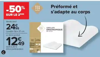 Carrefour Oreiller Ergonomique offre