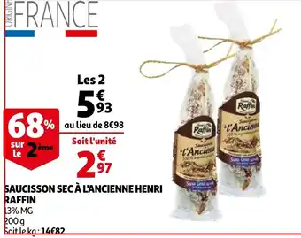 Auchan Saucisson sec à l'ancienne henri raffin offre