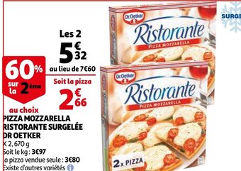 Auchan Pizza mozzarella ristorante surgelée dr oetker offre