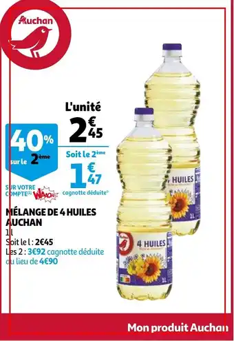 Auchan Mélange de 4 huiles auchan offre