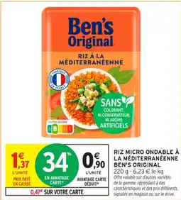 Intermarché Contact BEN'S ORIGINAL Riz micro ondable à la méditerranéenne offre