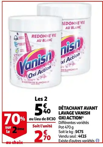 Auchan Détachant Avant Lavage Vanish Oxi Action offre