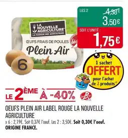 Match LA NOUVELLE AGRICULTURE Oeufs plein air label rouge offre