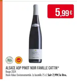 Match CATTIN ALSACE AOP PINOT NOIR FAMILLE CATTIN offre