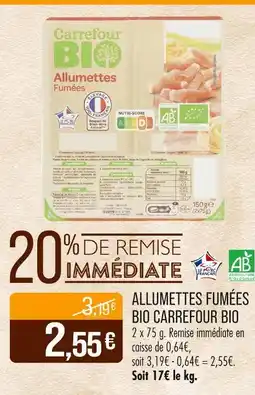 Match Carrefour Bio Allumettes fumées bio offre