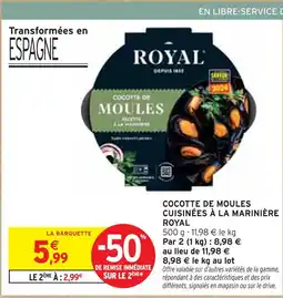 Intermarché ROYAL Cocotte de moules cuisinées à la marinière offre