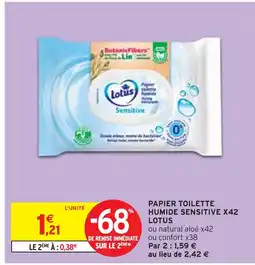 Intermarché Lotus Papier toilette humide sensitive x42 offre