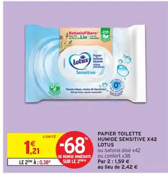 Intermarché Lotus Papier toilette humide sensitive x42 offre