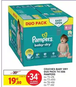 Intermarché PAMPERS Couches baby dry duo pack T4 x86 offre