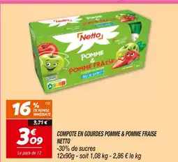 Netto NETTO Compote en gourdes pomme & pomme fraise offre