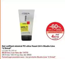 Monoprix L'oréal - gel coiffant mineral fx ultra fixant 24 h studio line offre