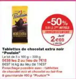 Monoprix Poulain - tablettes de chocolat extra noir offre