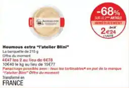 Monoprix Houmous extra l'atelier blini offre
