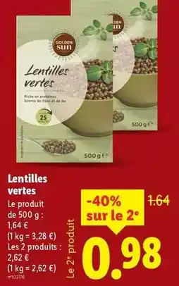 Lidl Golden sun - lentilles vertes offre