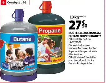 Auchan Bouteille Auchan Gaz Butane ou Proprane offre