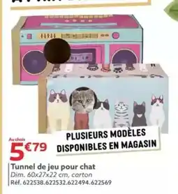 Gifi Tunnel de jeu pour chat Dim. 60x27x22 cm, offre