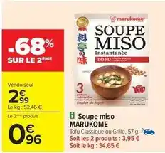 Carrefour Marukome - soupe miso offre
