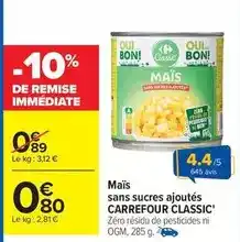 Carrefour - mais sans sucres ajoutés