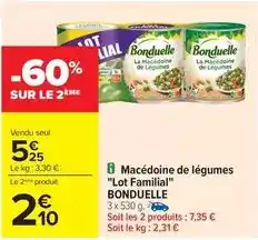 Carrefour Bonduelle - macédoine de légumes lot familial offre