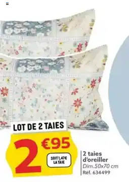 Gifi 2 taies d'oreiller Dim.50x70 cm offre