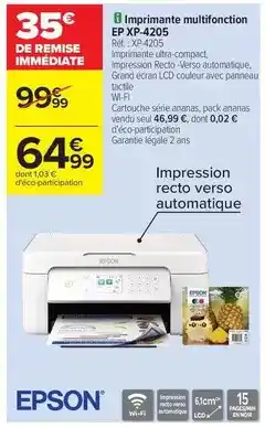 Carrefour Epson - imprimante multifonction xp-p2405 offre