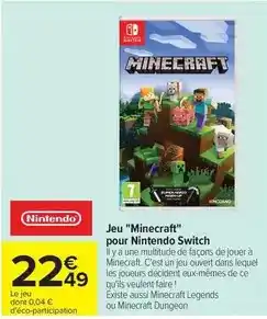Carrefour Nintendo - jeu minecraft pour switch offre
