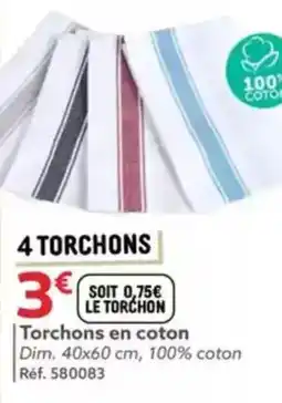 Gifi Torchons en coton Dim. 40x60 cm offre