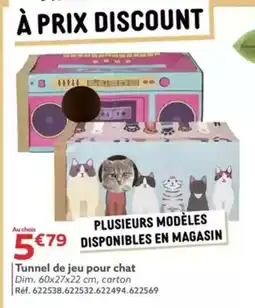Gifi Tunnel de jeu pour chat Dim. 60x27x22 cm, carton offre