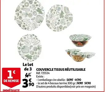 Auchan Couvercle Tissus Réutilisable offre