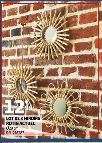 Auchan Lot de 3 Miroirs Rotin Actuel offre