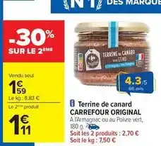 Carrefour Carrefour - terrine de canard offre