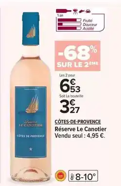 Carrefour Drive Le canotier - côtes-de-provence réserve offre