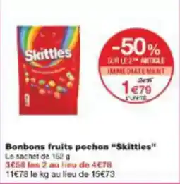 Monoprix Bonbons fruits pochon skittles offre